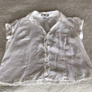 Caribbean Joe white cap sleeve linen top size Sm